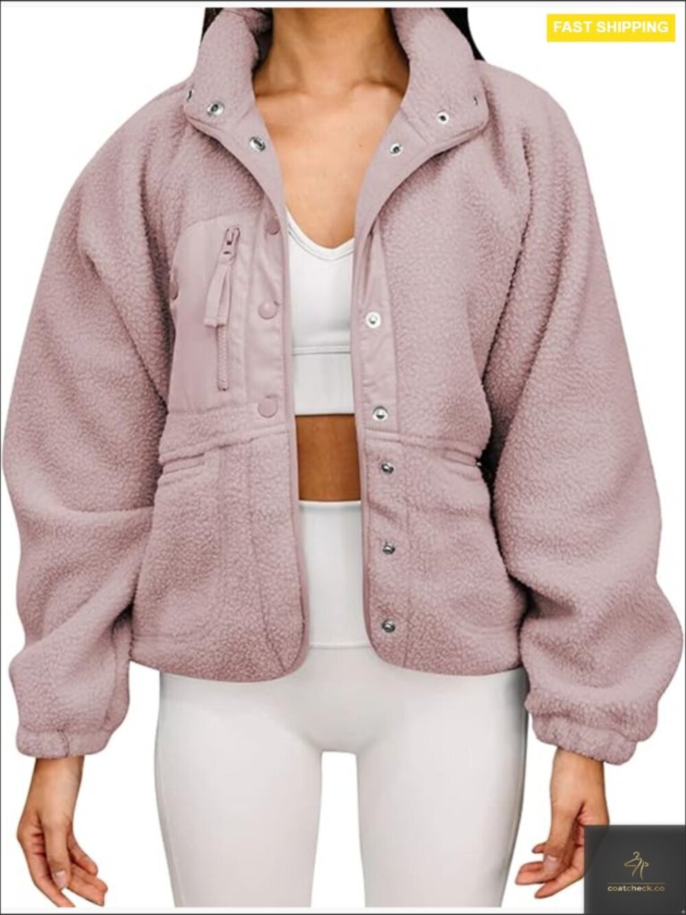 Women's Sherpa Faux Fur Jacket Long Sleeve Lapel Casual Winter Coat